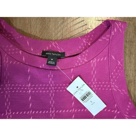 NWT Ann Taylor Purple Textured Trim Tank Sleeveless Top Women’s Petite Small NEW - Picture 8 of 16